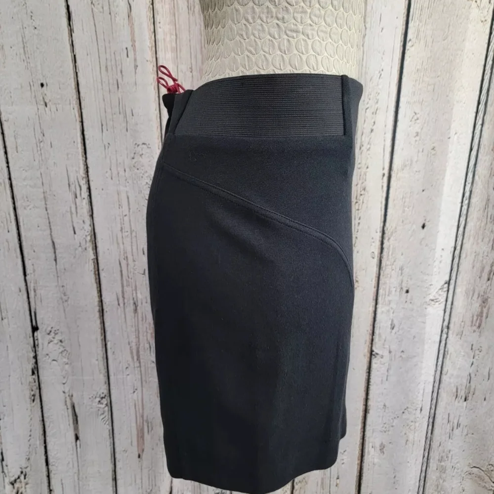Michael Kors Mini Skirt Womens 6 Black Solid Seamed Elastic Waist Exposed‎ Zip